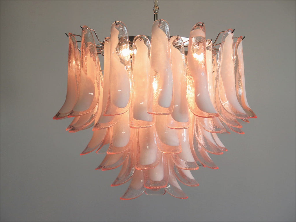 Mid-Century Murano Chandelier | Punto di Luce |  53 Pink Petal Glass