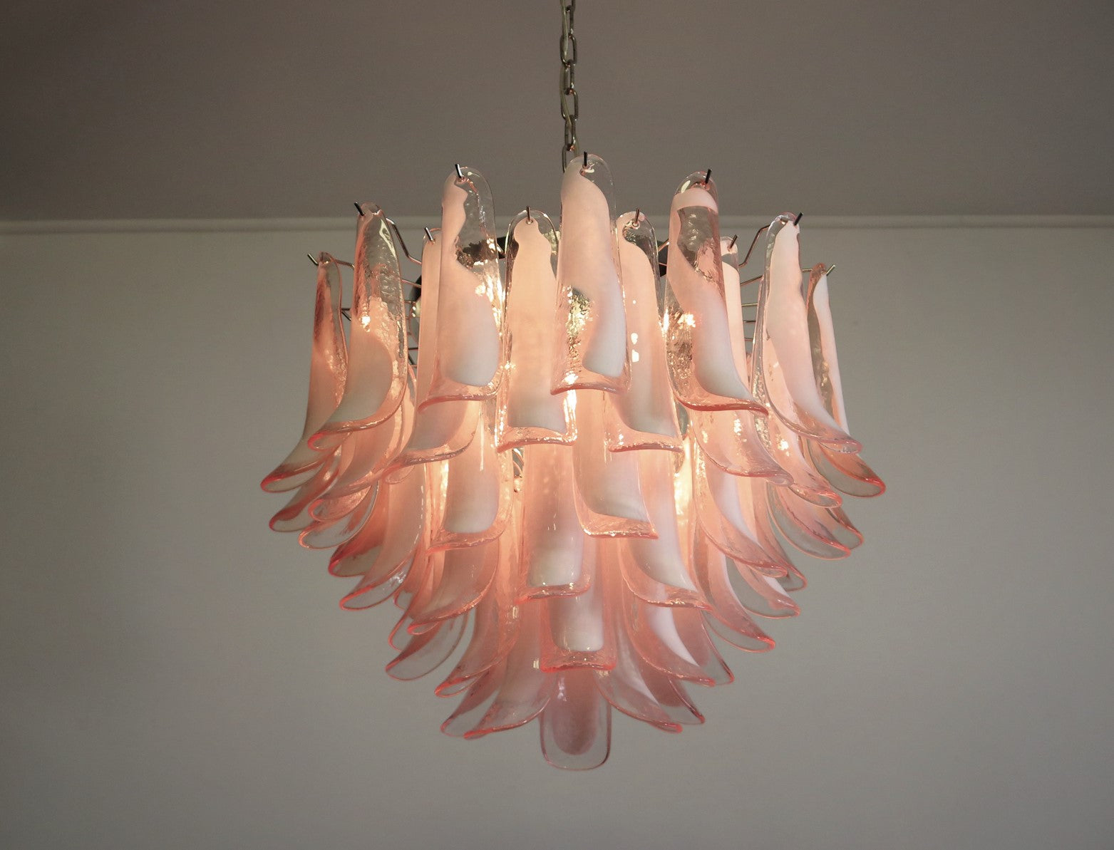 Mid-Century Murano Chandelier | Punto di Luce |  53 Pink Petal Glass