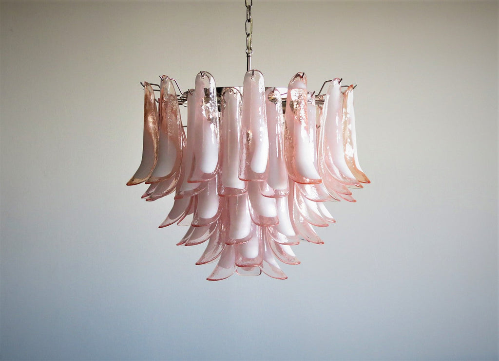 Mid-Century Murano Chandelier | Punto di Luce |  53 Pink Petal Glass