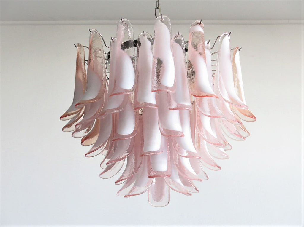 Mid-Century Murano Chandelier | Punto di Luce |  53 Pink Petal Glass