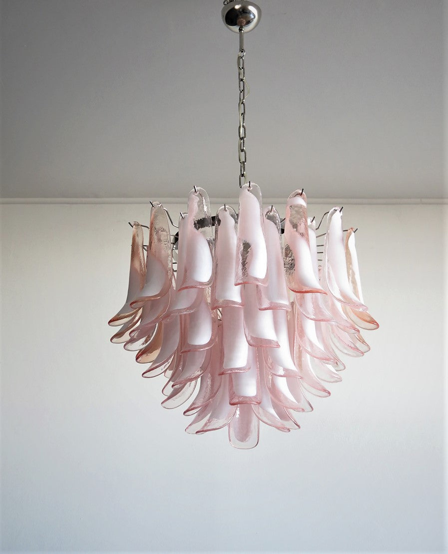 Mid-Century Murano Chandelier | Punto di Luce |  53 Pink Petal Glass