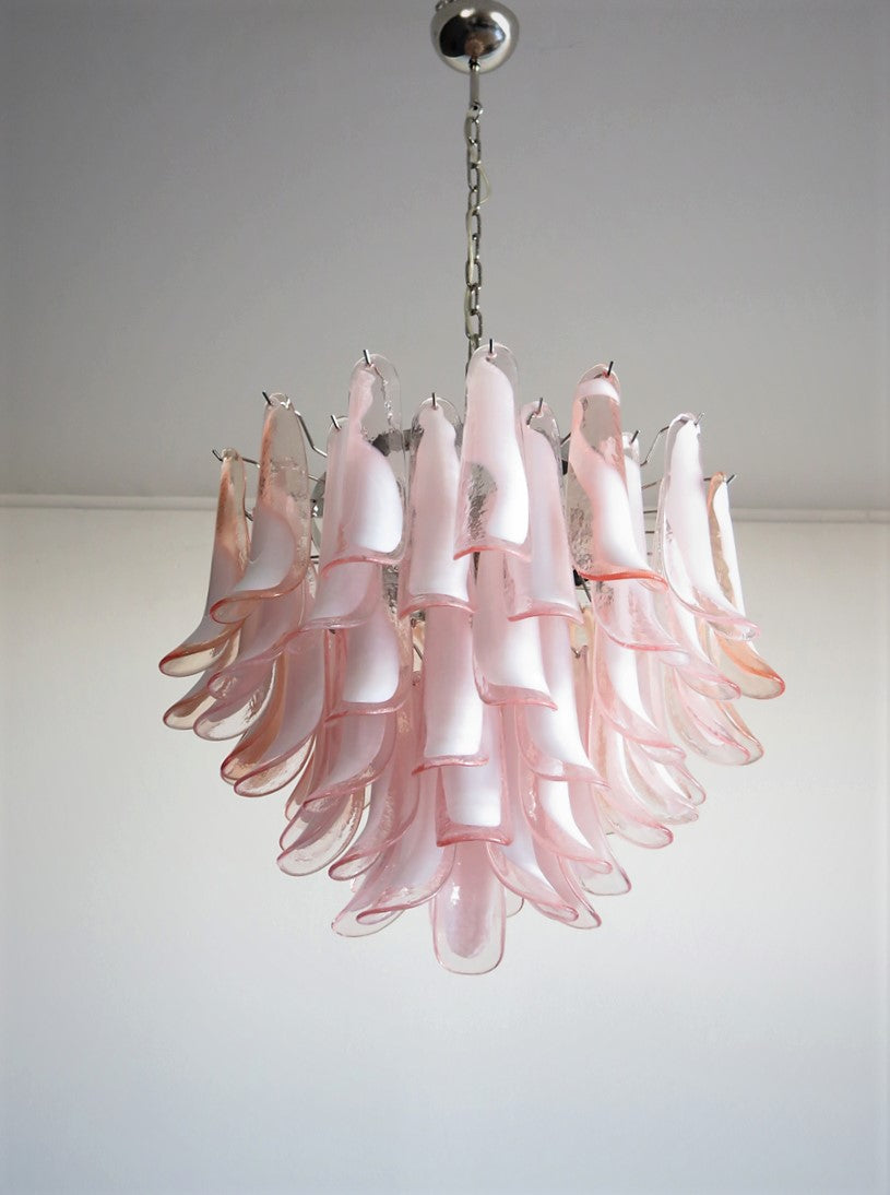 Mid-Century Murano Chandelier | Punto di Luce |  53 Pink Petal Glass