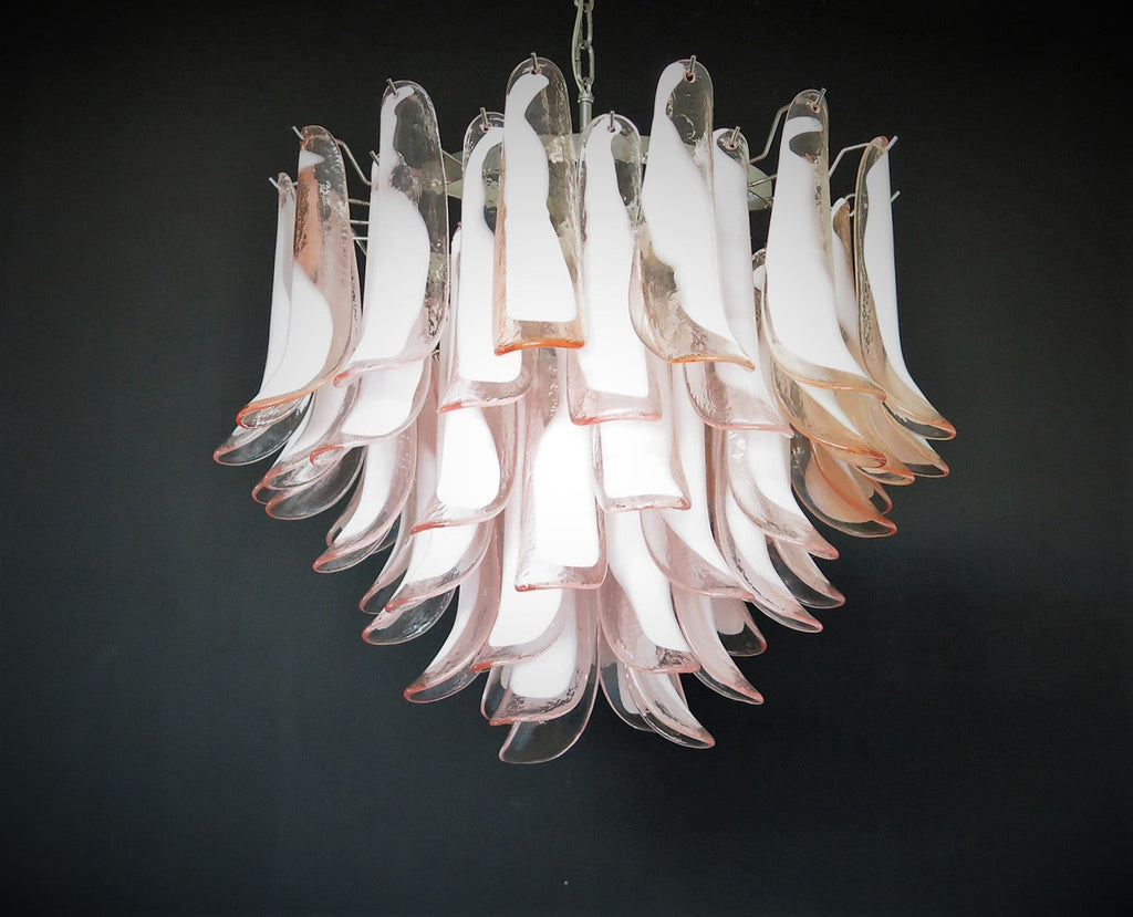 Mid-Century Murano Chandelier | Punto di Luce |  53 Pink Petal Glass