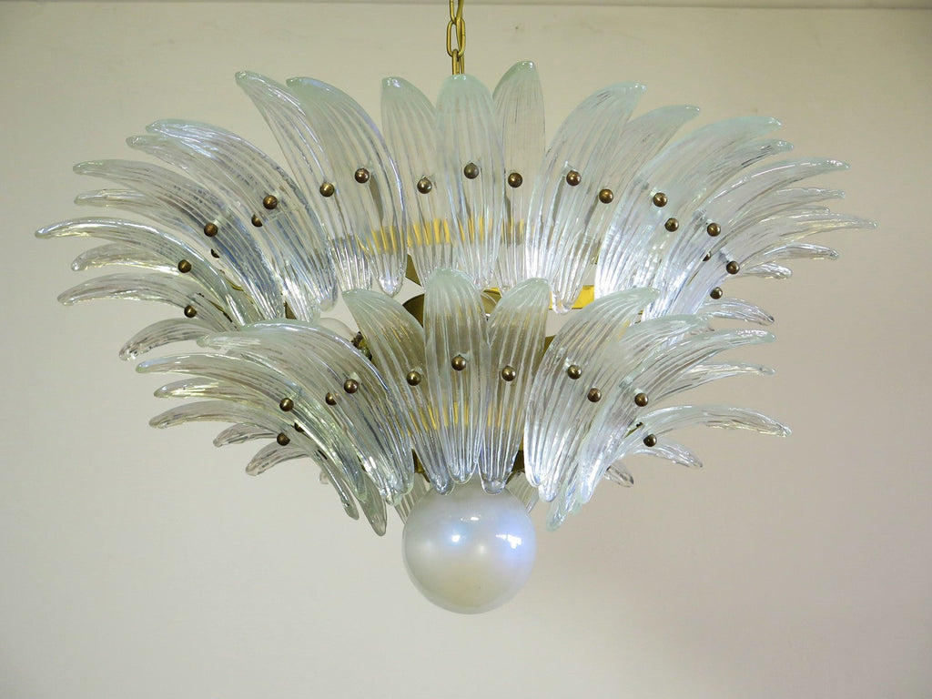 Mid-Century Murano Chandelier | Punto di Luce |  58 Iris-Clear Palmette Glass