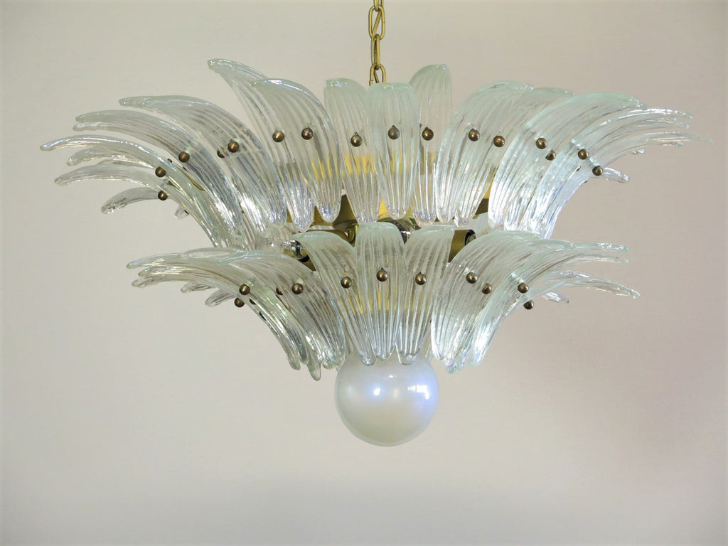 Mid-Century Murano Chandelier | Punto di Luce |  58 Iris-Clear Palmette Glass