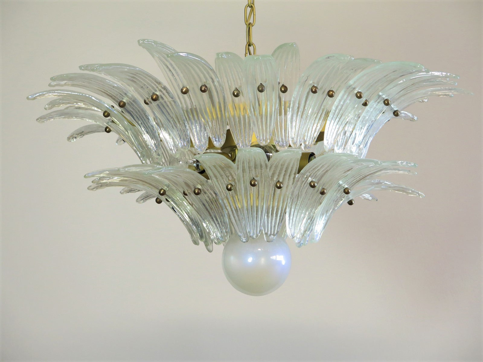 Mid-Century Murano Chandelier | Punto di Luce |  58 Iris-Clear Palmette Glass
