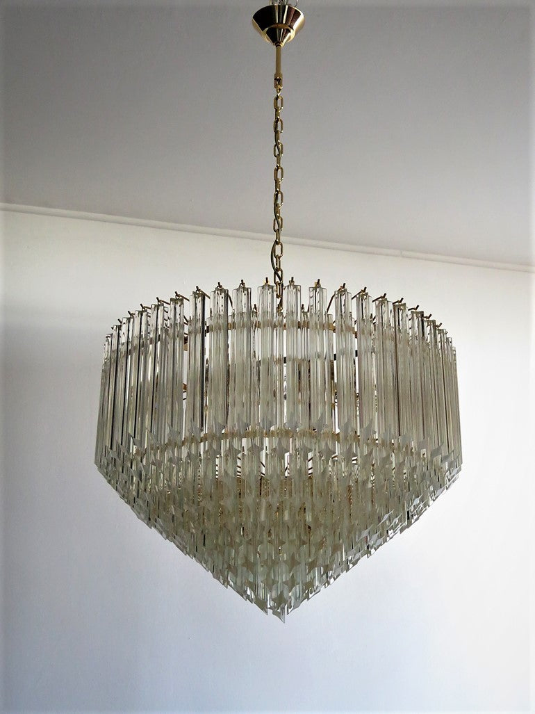 Mid-Century Murano Chandelier | Punto di Luce |  265 Clear Prism Glasses