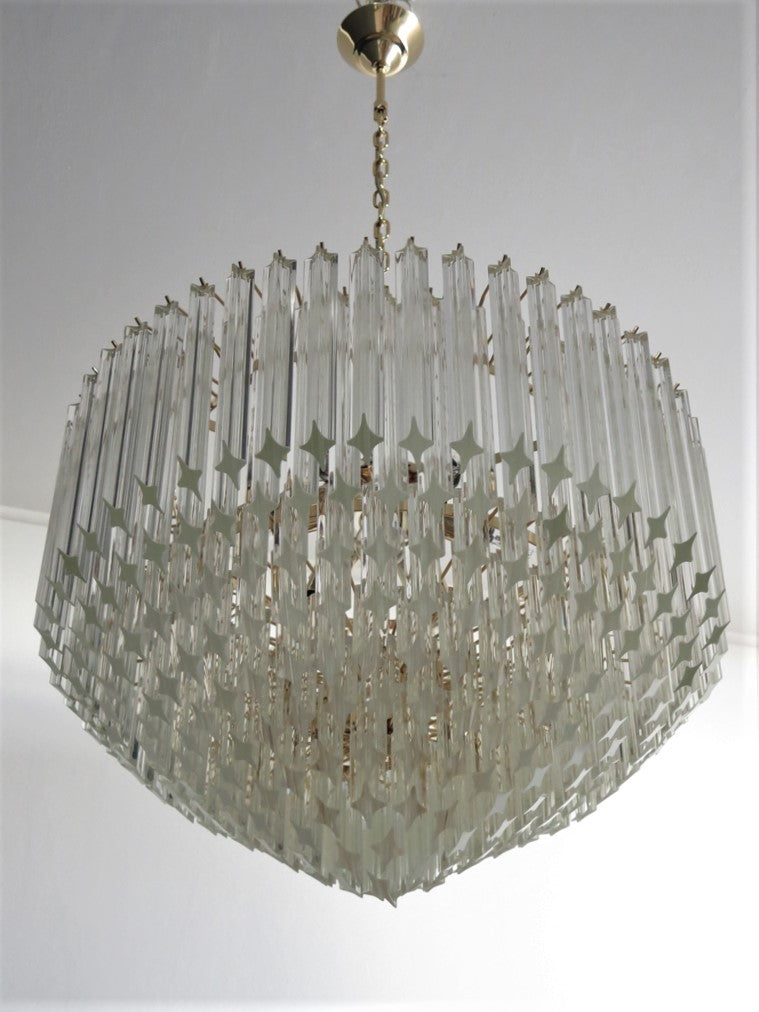 Mid-Century Murano Chandelier | Punto di Luce |  265 Clear Prism Glasses