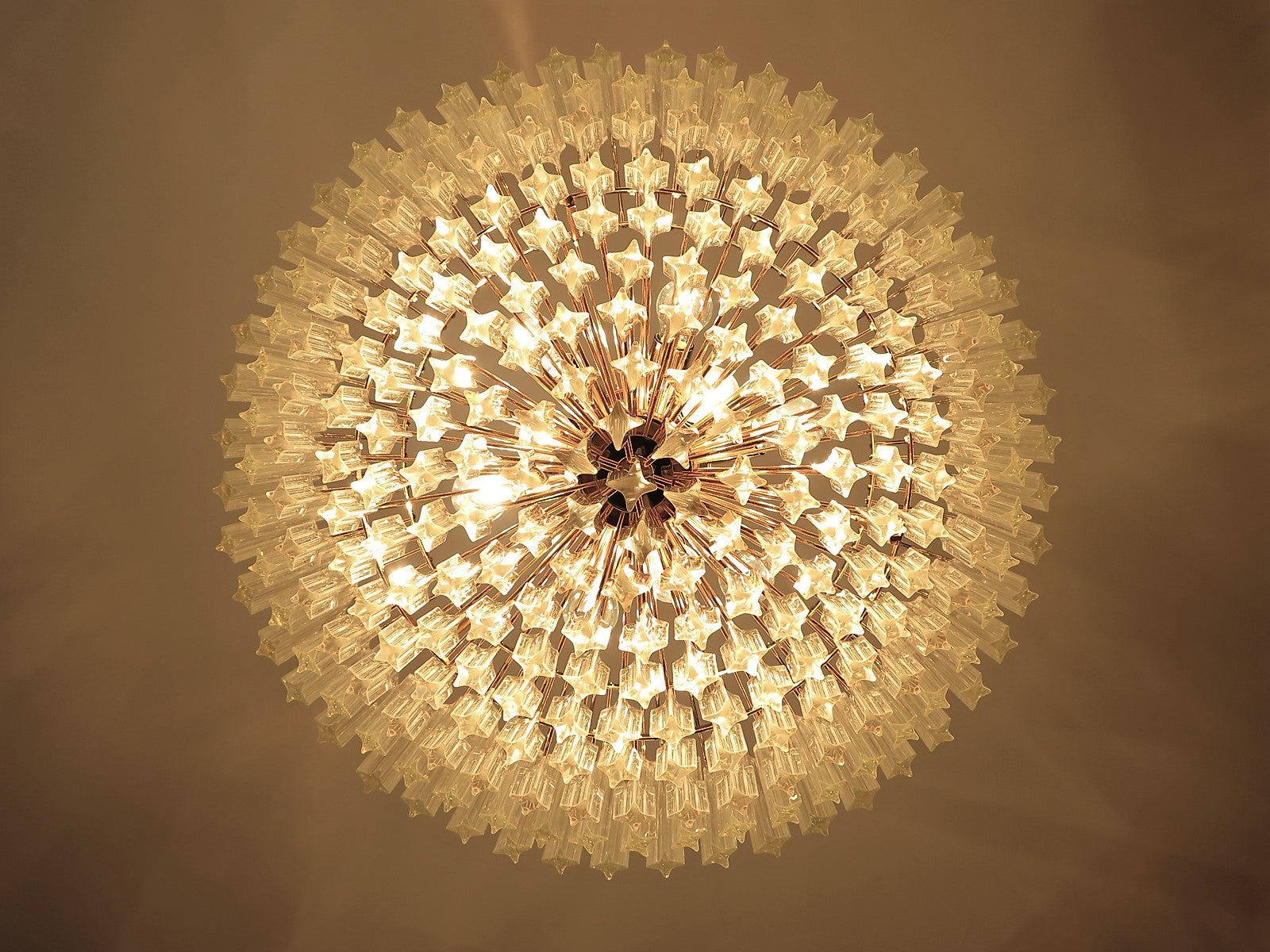 Mid-Century Murano Chandelier | Punto di Luce |  265 Clear Prism Glasses