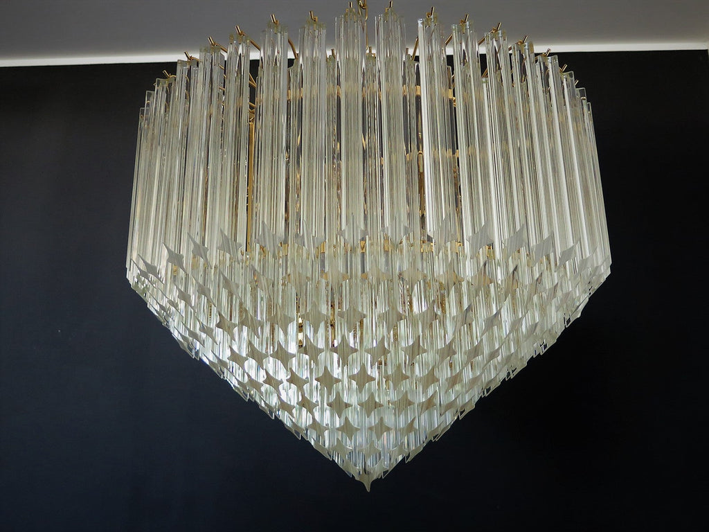 Mid-Century Murano Chandelier | Punto di Luce |  265 Clear Prism Glasses