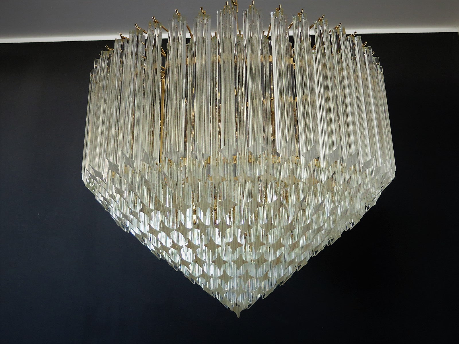 Mid-Century Murano Chandelier | Punto di Luce |  265 Clear Prism Glasses