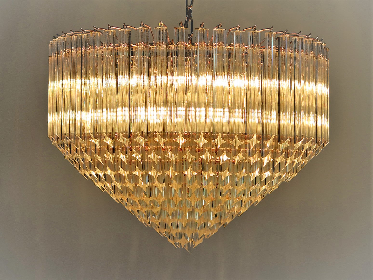 Mid-Century Murano Chandelier | Punto di Luce |  265 Clear Prism Glasses