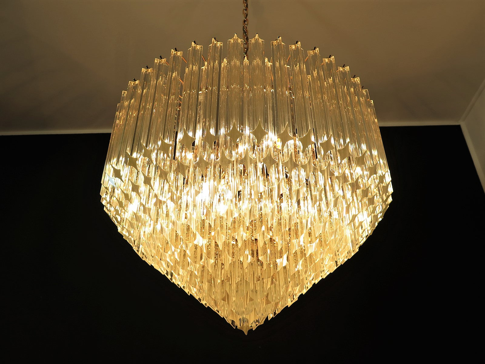 Mid-Century Murano Chandelier | Punto di Luce |  265 Clear Prism Glasses