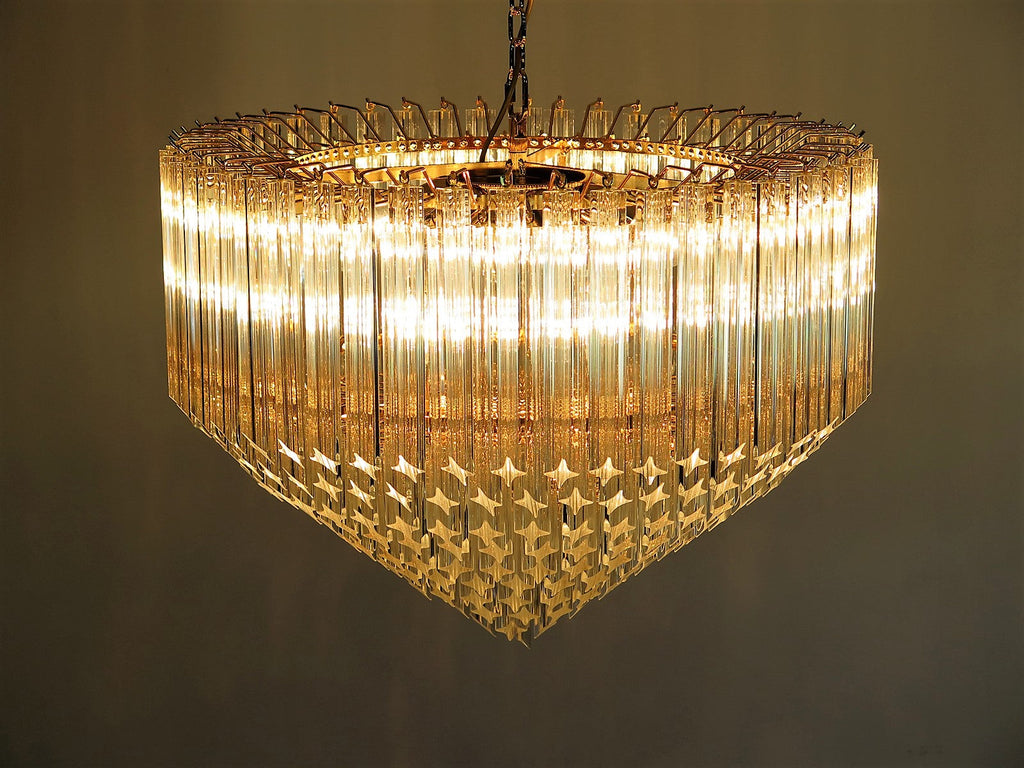 Mid-Century Murano Chandelier | Punto di Luce |  265 Clear Prism Glasses