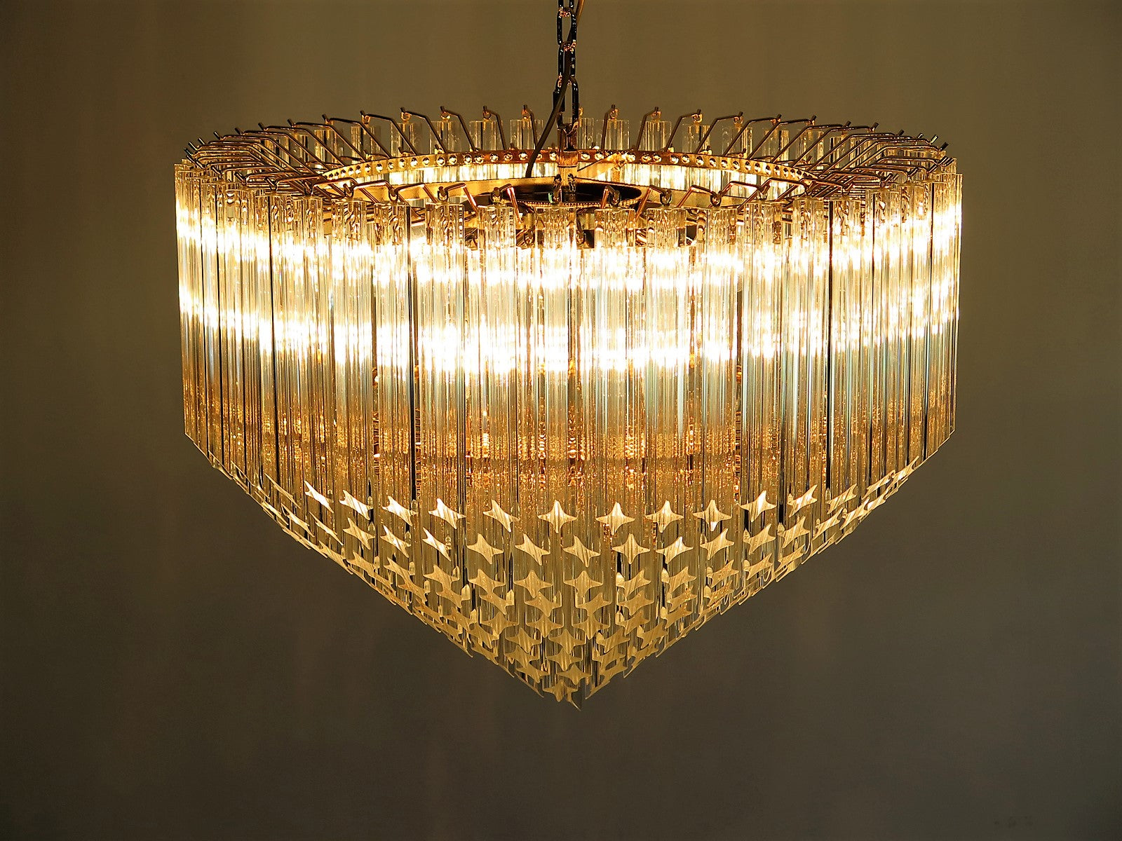 Mid-Century Murano Chandelier | Punto di Luce |  265 Clear Prism Glasses