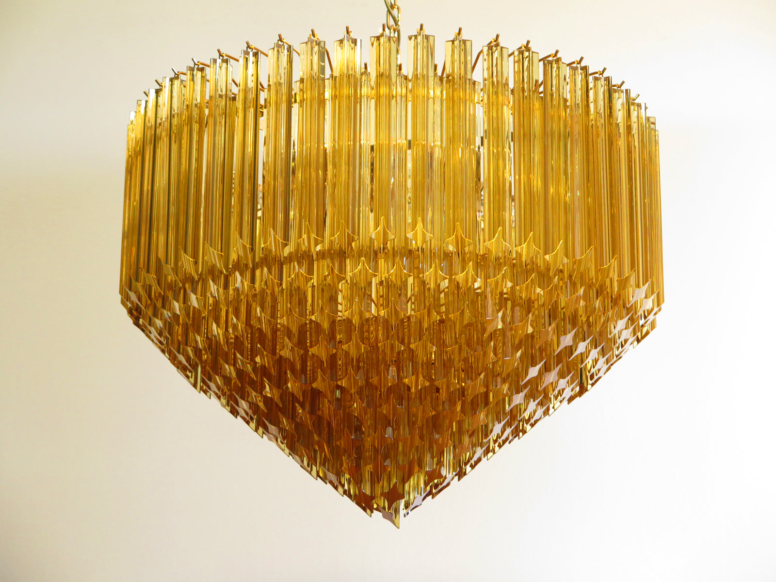 Mid-Century Murano Chandelier | Punto di Luce |  265 Yellow Prism Glass