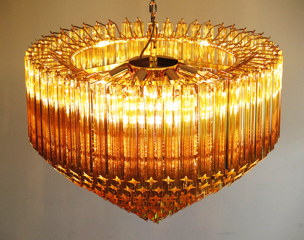 Mid-Century Murano Chandelier | Punto di Luce |  265 Yellow Prism Glass