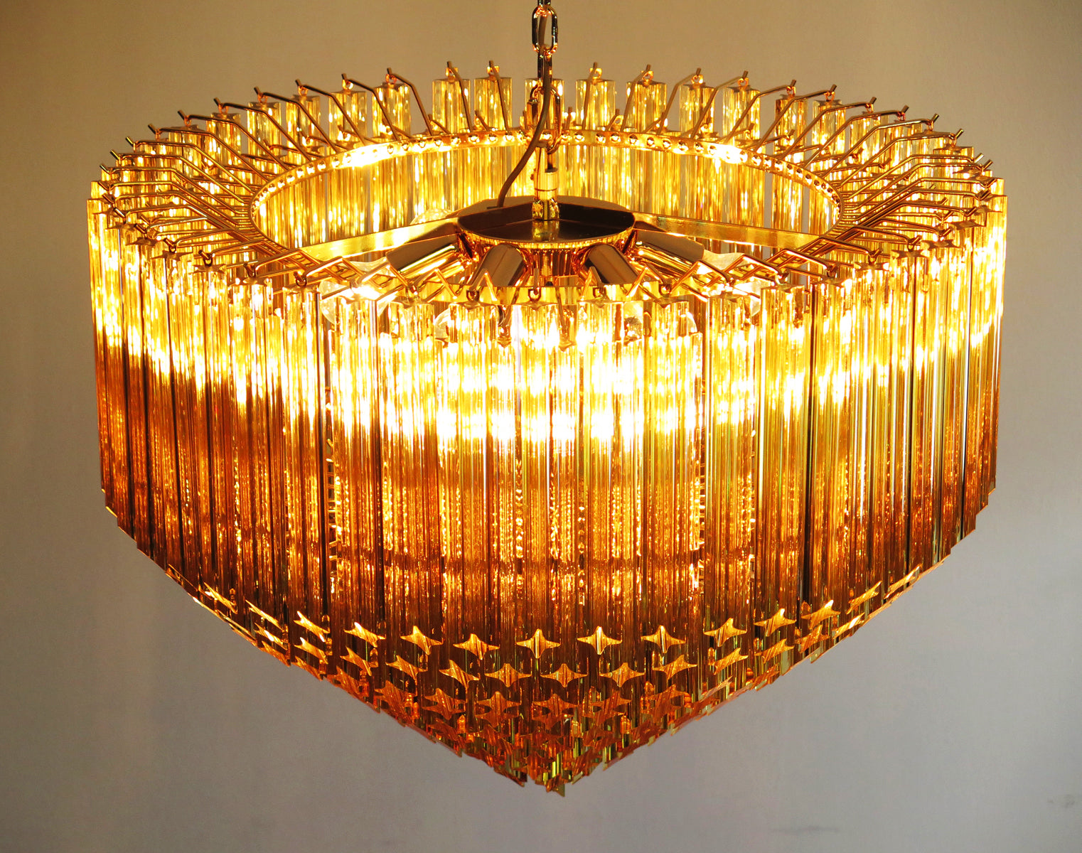 Mid-Century Murano Chandelier | Punto di Luce |  265 Yellow Prism Glass
