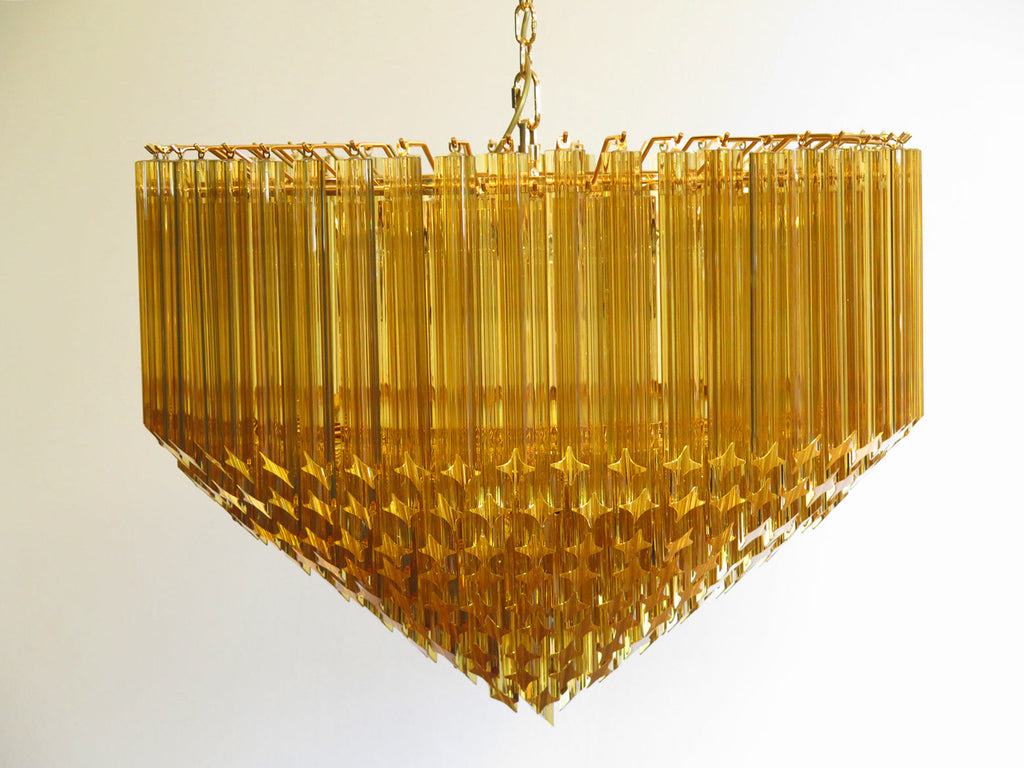 Mid-Century Murano Chandelier | Punto di Luce |  265 Yellow Prism Glass