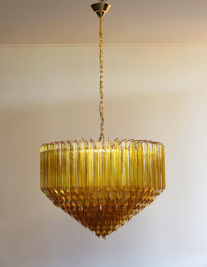 Mid-Century Murano Chandelier | Punto di Luce |  265 Yellow Prism Glass