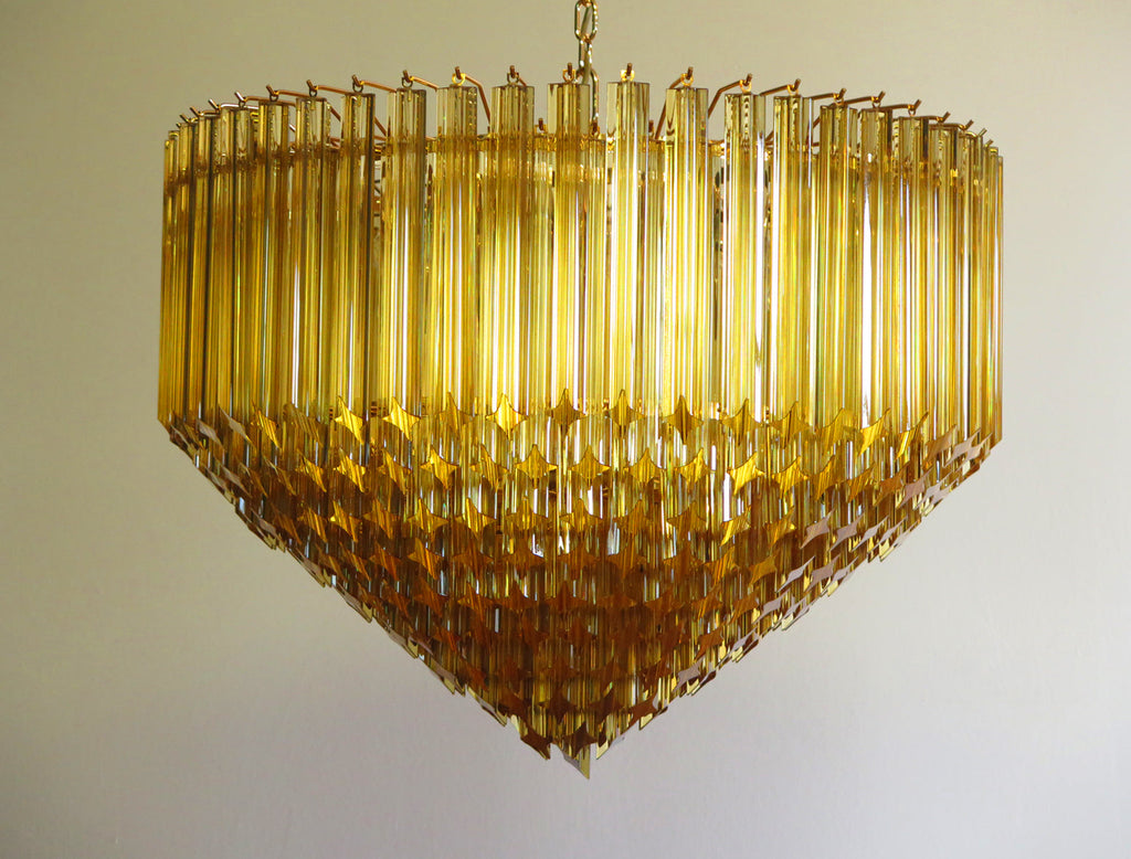 Mid-Century Murano Chandelier | Punto di Luce |  265 Yellow Prism Glass