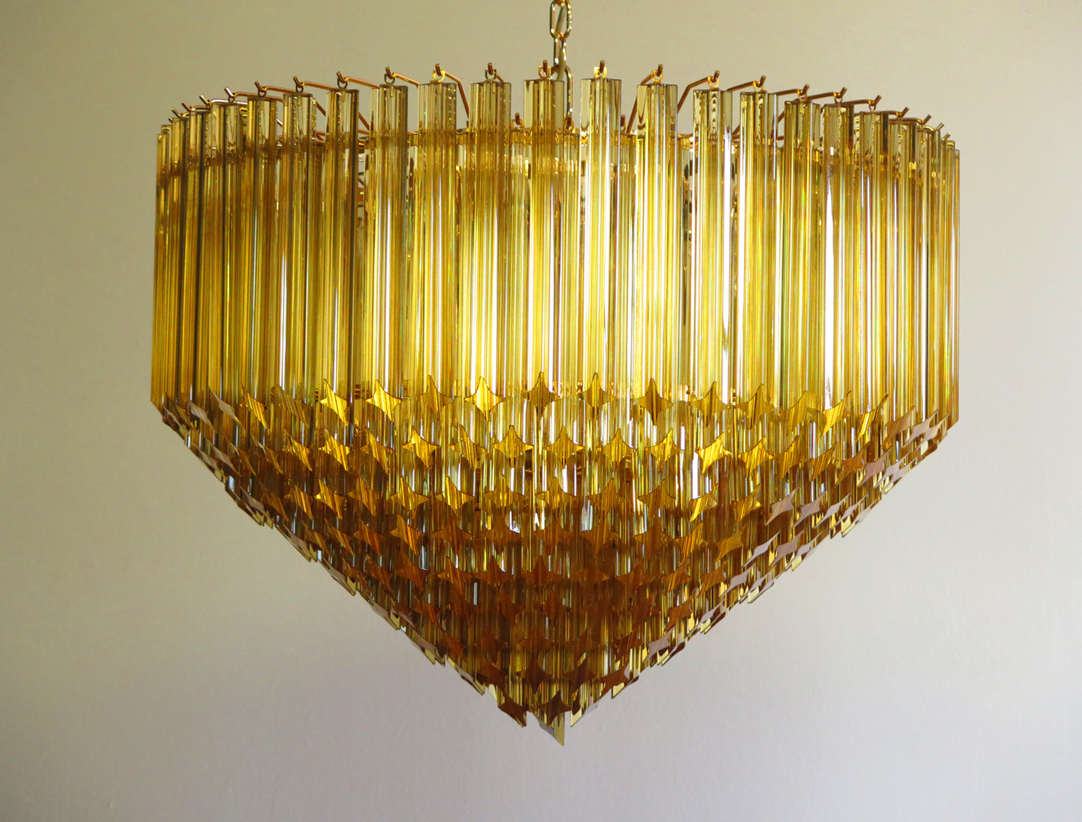 Mid-Century Murano Chandelier | Punto di Luce |  265 Yellow Prism Glass