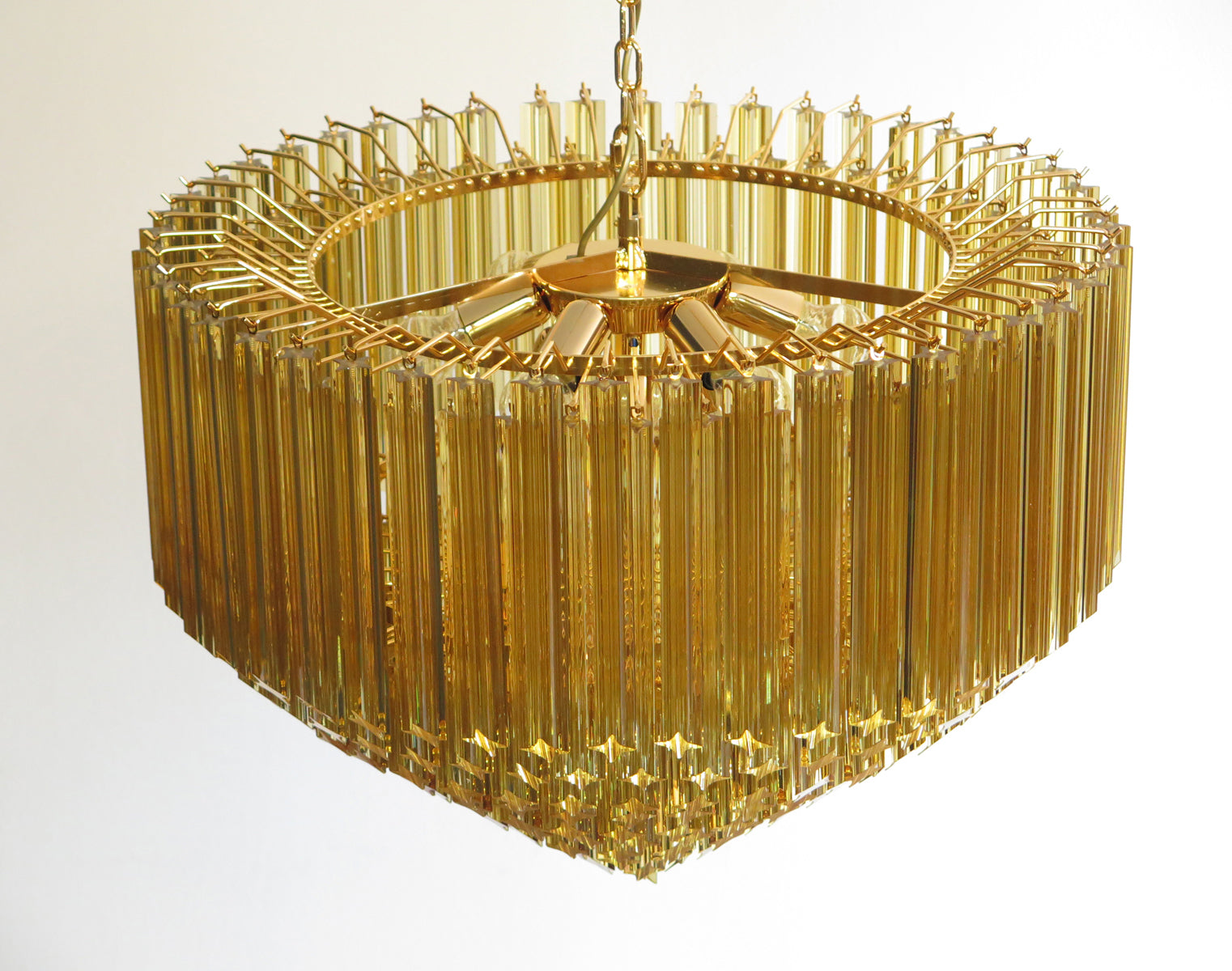 Mid-Century Murano Chandelier | Punto di Luce |  265 Yellow Prism Glass