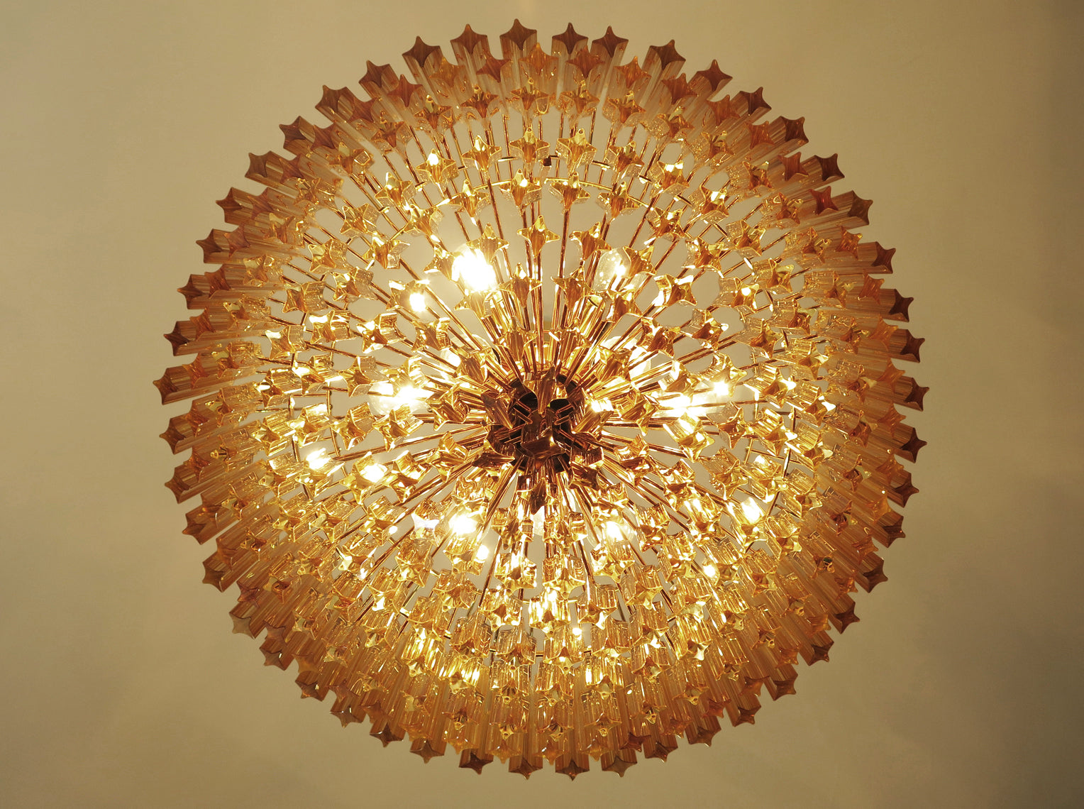 Mid-Century Murano Chandelier | Punto di Luce |  265 Yellow Prism Glass