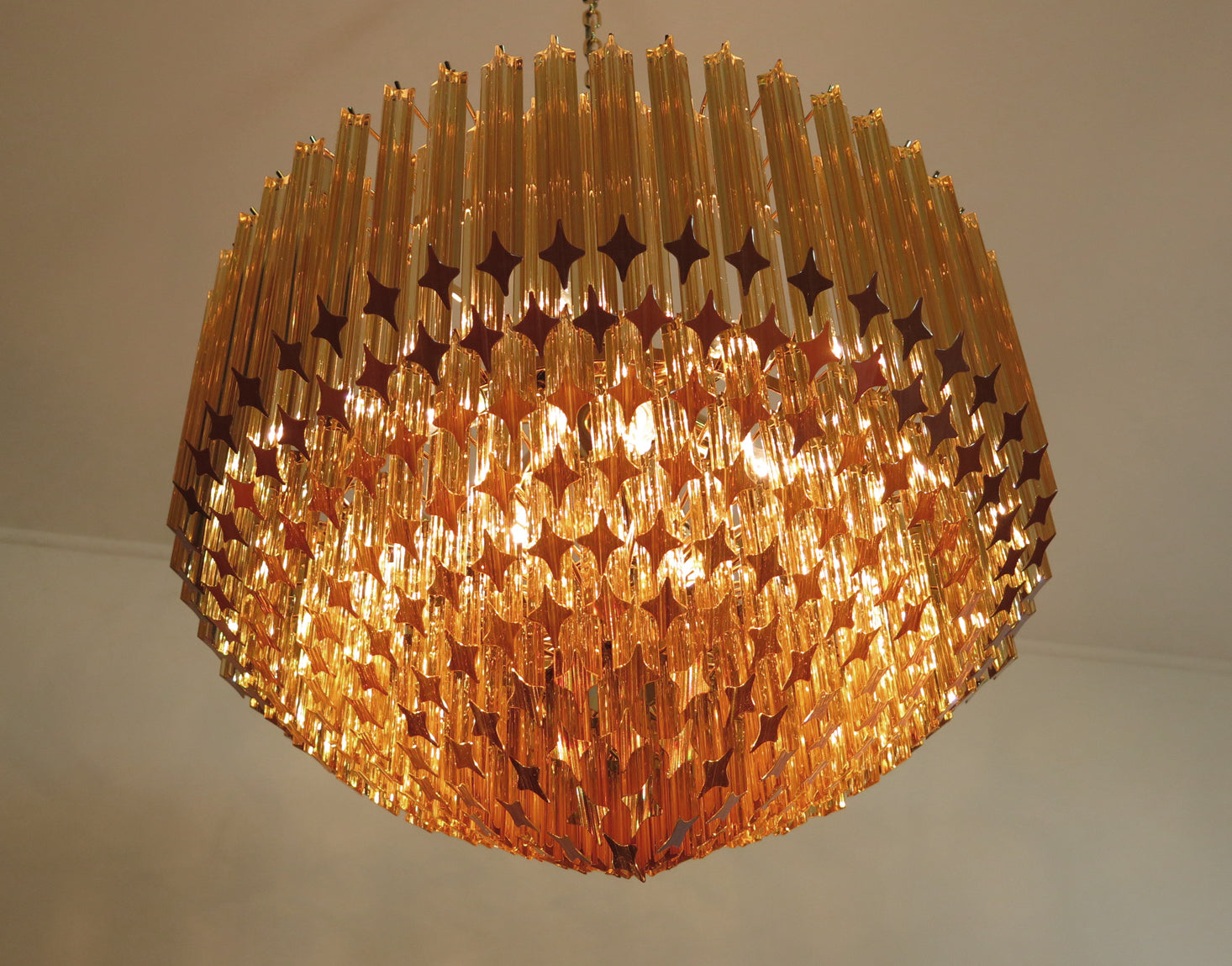 Mid-Century Murano Chandelier | Punto di Luce |  265 Yellow Prism Glass