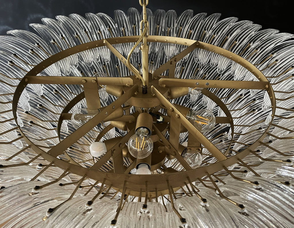 Mid-Century Murano Chandelier | Punto di Luce |  163 Clear Palmette Glass