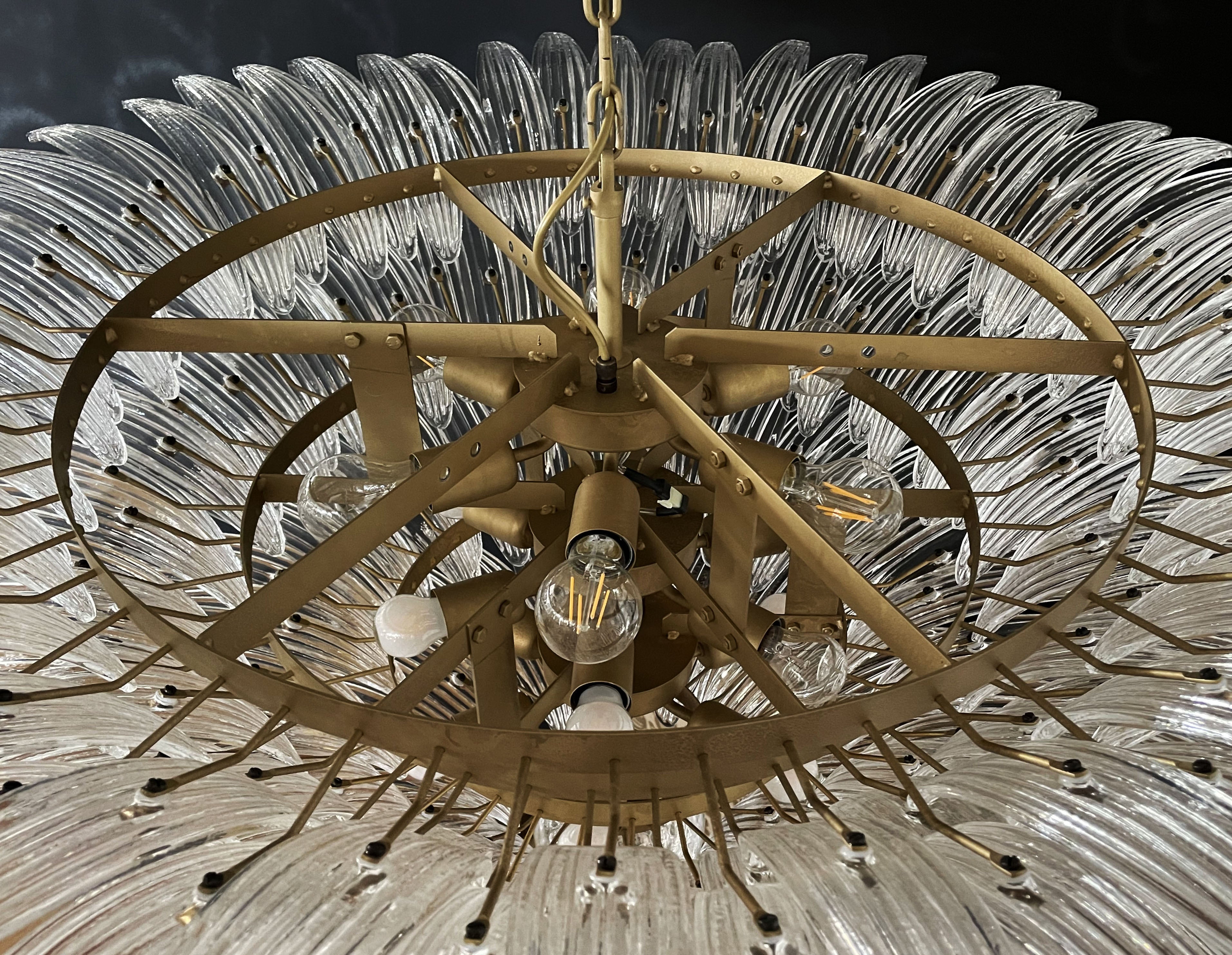 Mid-Century Murano Chandelier | Punto di Luce |  163 Clear Palmette Glass