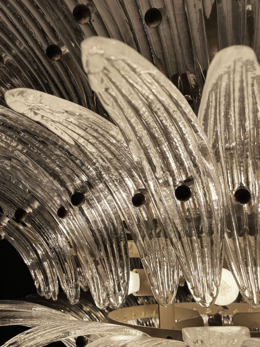 Mid-Century Murano Chandelier | Punto di Luce |  163 Clear Palmette Glass