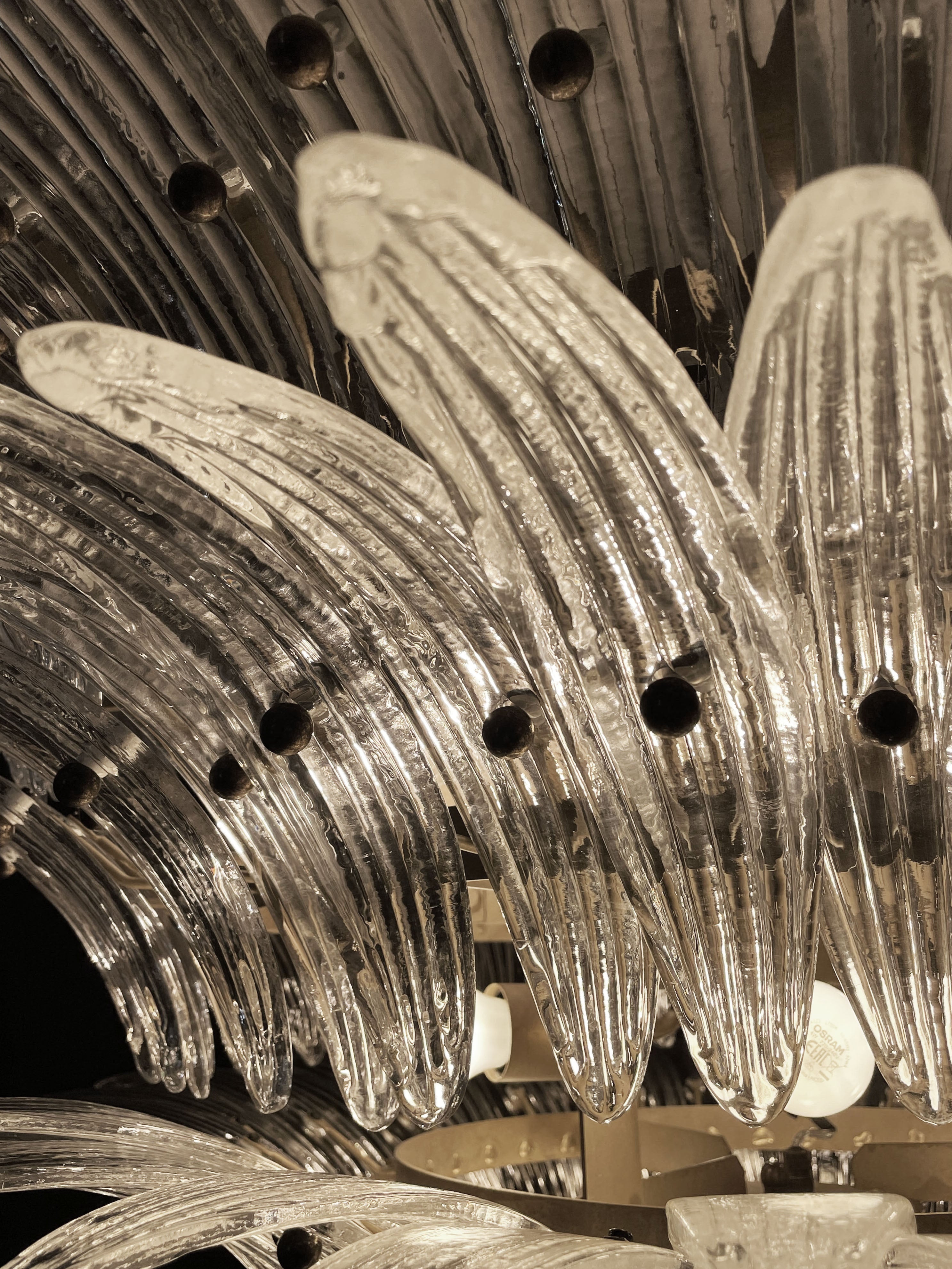 Mid-Century Murano Chandelier | Punto di Luce |  163 Clear Palmette Glass