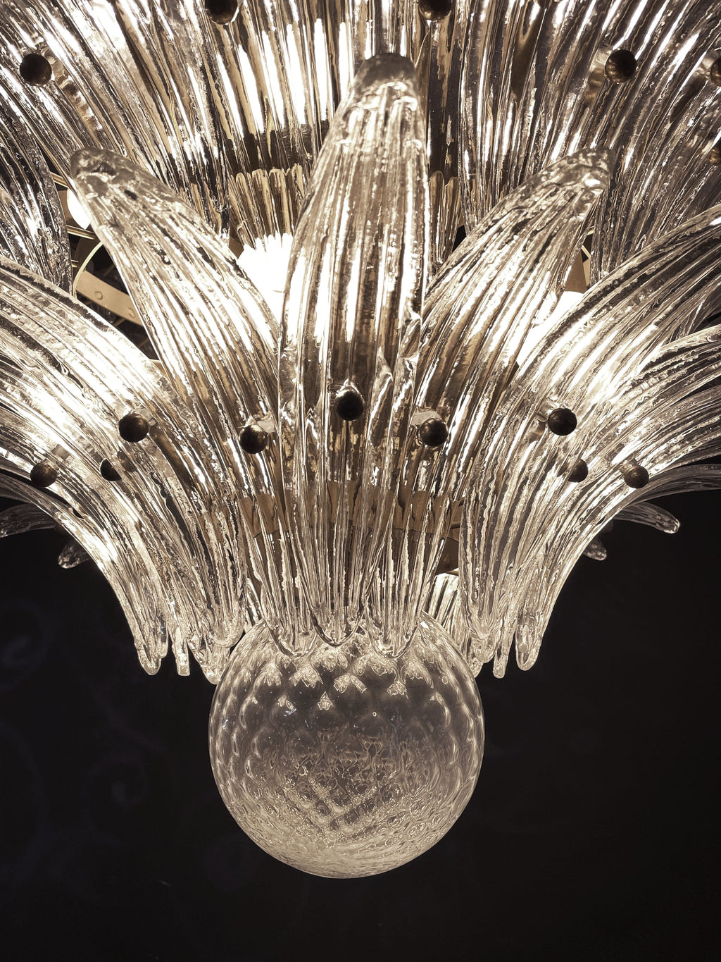 Mid-Century Murano Chandelier | Punto di Luce |  163 Clear Palmette Glass