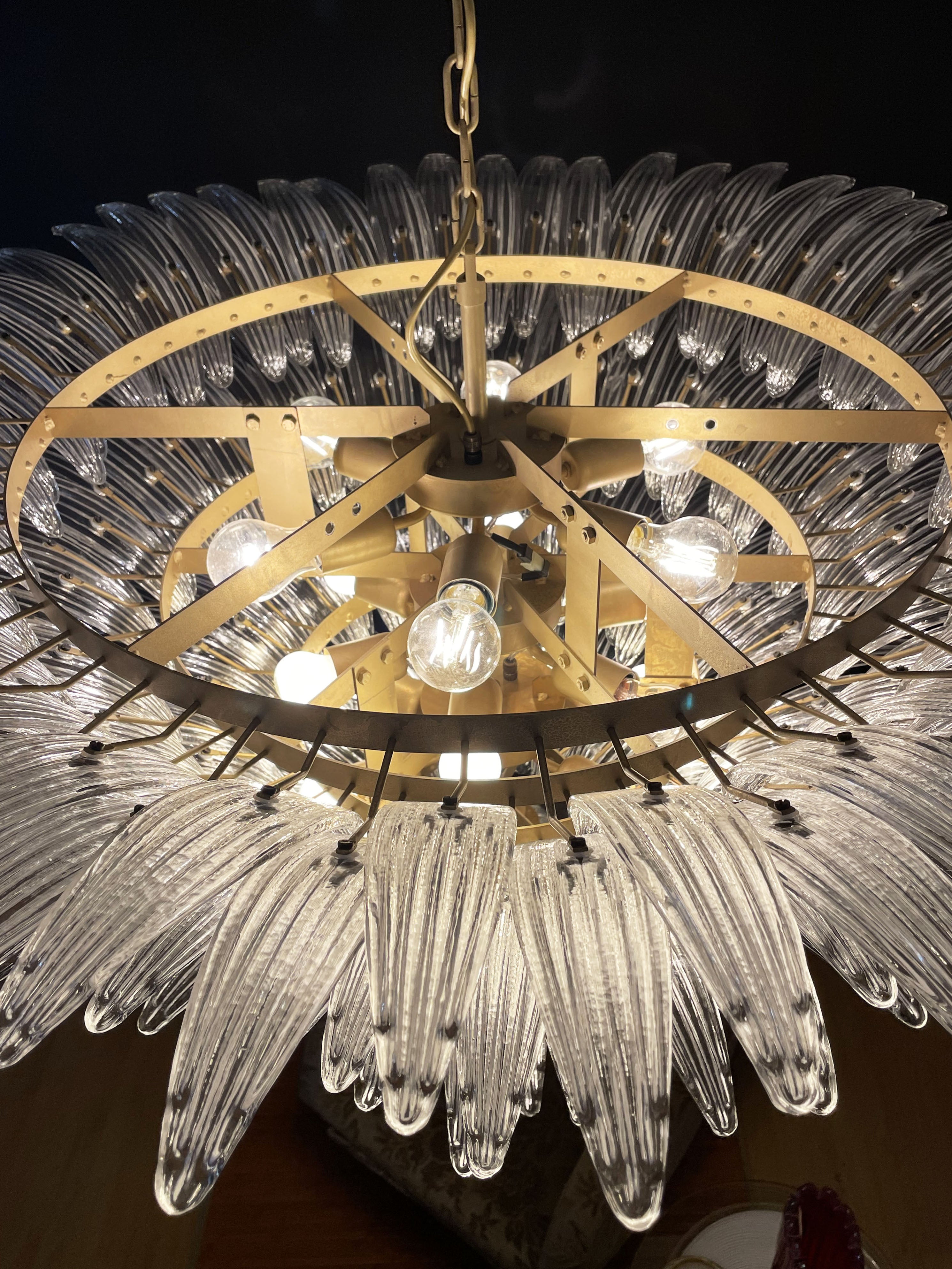 Mid-Century Murano Chandelier | Punto di Luce |  163 Clear Palmette Glass