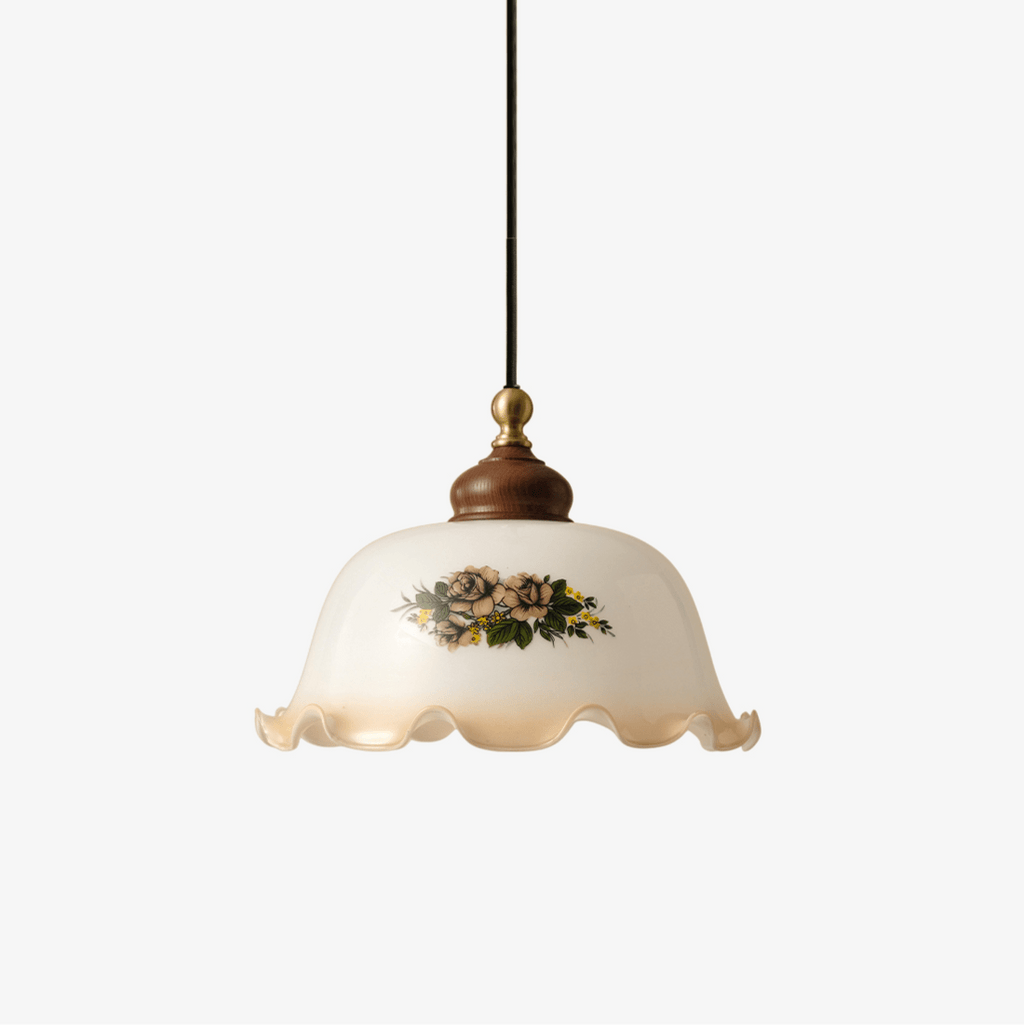 Lampă suspendată din sticlă cu model floral