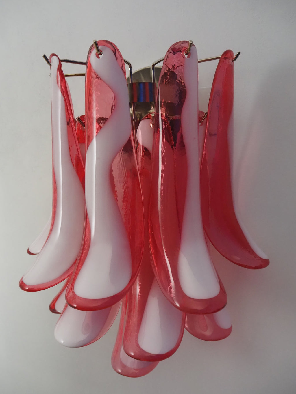 Mid-Century Murano Wall Lamp | Punto di Luce |  10 Red Petal Glass | Punto di Luce |  1 Pair