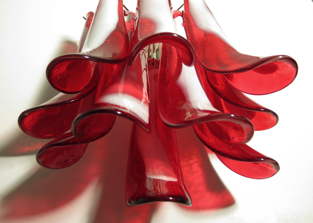 Mid-Century Murano Wall Lamp | Punto di Luce |  10 Red Petal Glass | Punto di Luce |  1 Pair