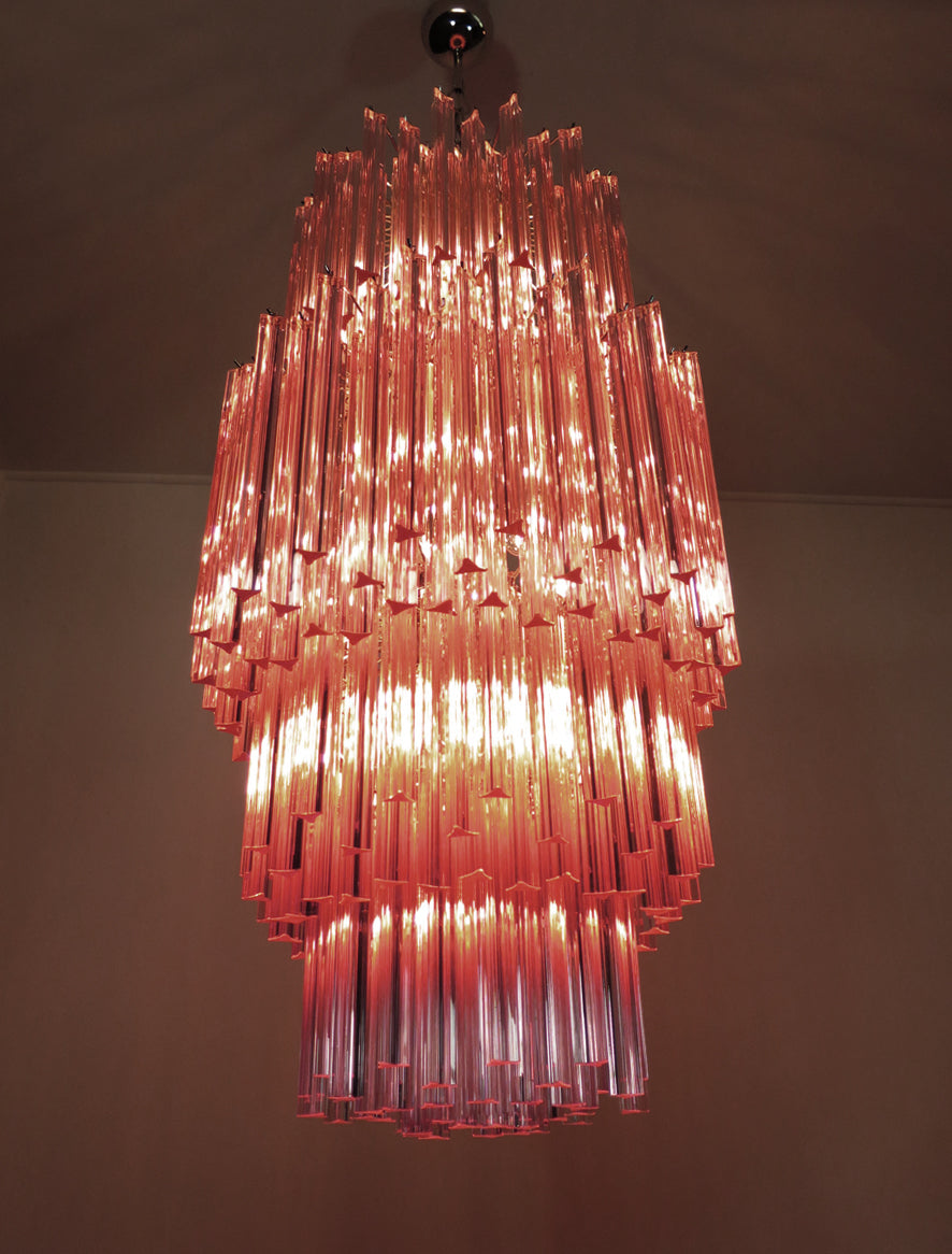 Mid-Century Murano Chandelier | Punto di Luce |  242 Pink Prism Glass