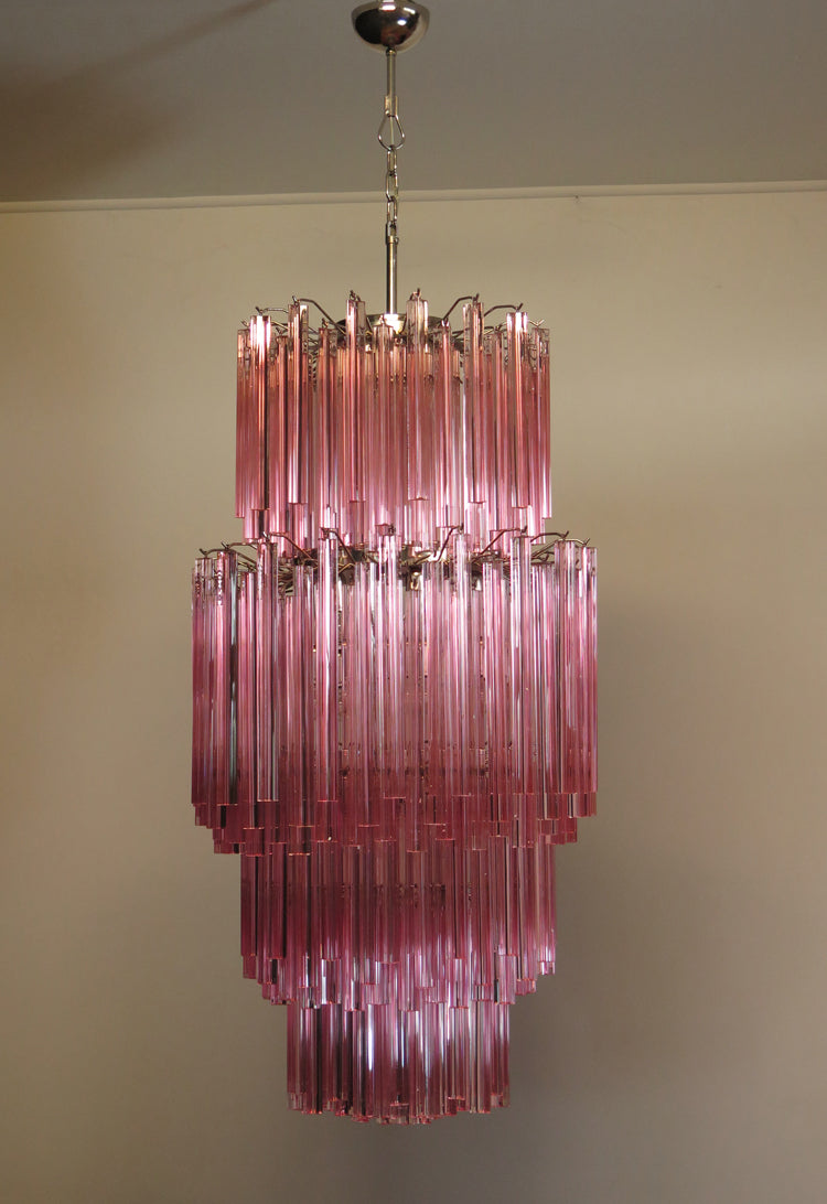 Mid-Century Murano Chandelier | Punto di Luce |  242 Pink Prism Glass