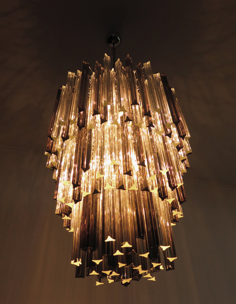Mid-Century Murano Chandelier | Punto di Luce |  184 Multicolored Prism Glasses