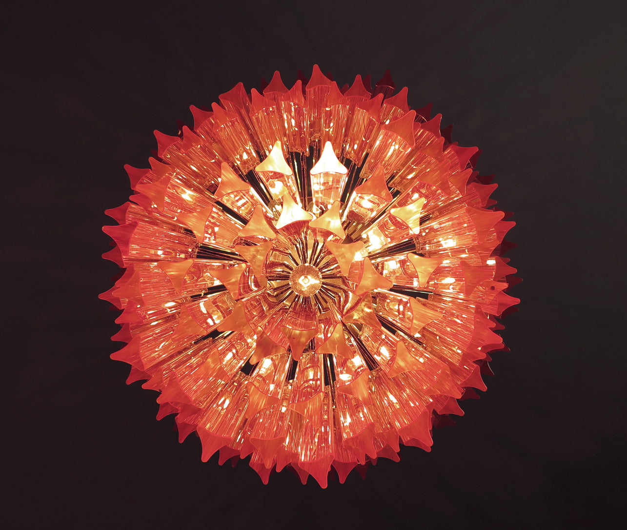 Mid-Century Murano Chandelier | Punto di Luce |  184 Pink Prism Glass