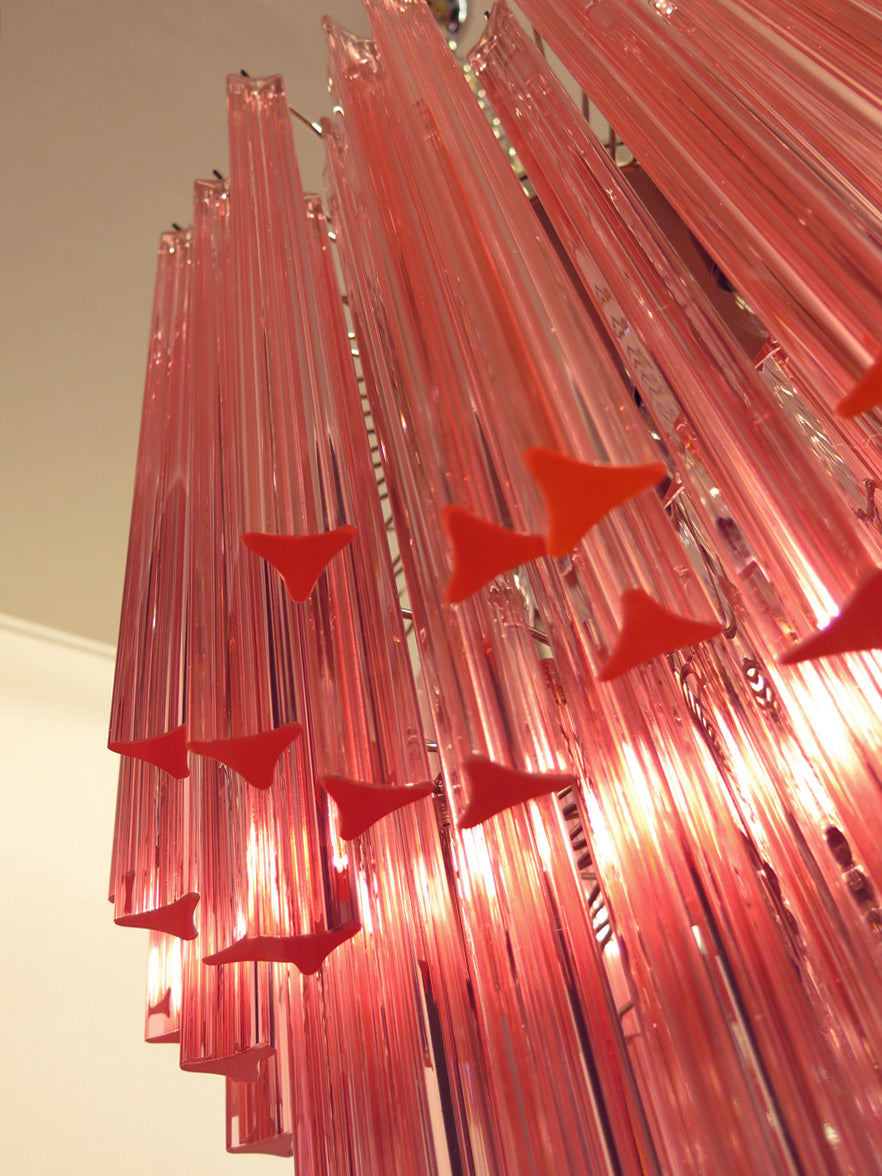 Mid-Century Murano Chandelier | Punto di Luce |  184 Pink Prism Glass