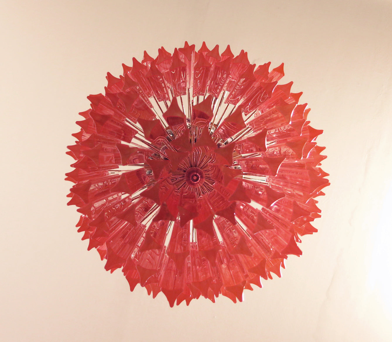 Mid-Century Murano Chandelier | Punto di Luce |  184 Pink Prism Glass