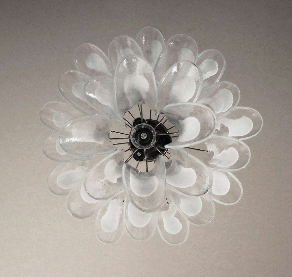 Mid-Century Murano Chandelier | Punto di Luce |  26 Clear Petal Glass