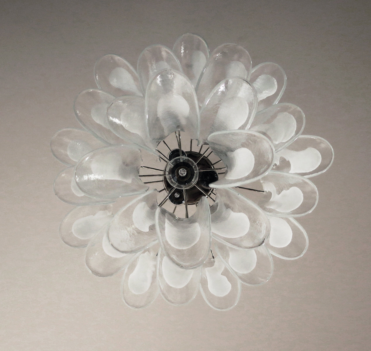 Mid-Century Murano Chandelier | Punto di Luce |  26 Clear Petal Glass