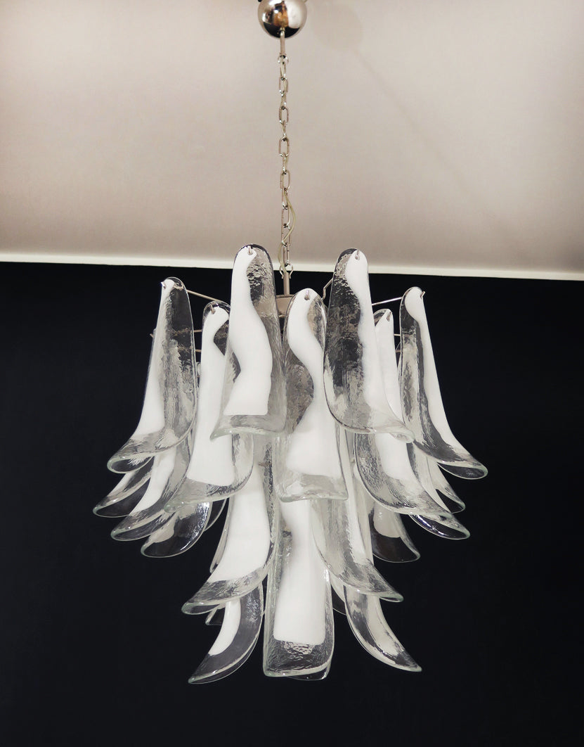 Mid-Century Murano Chandelier | Punto di Luce |  26 Clear Petal Glass