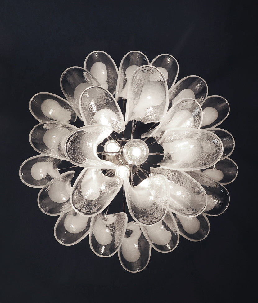 Mid-Century Murano Chandelier | Punto di Luce |  26 Clear Petal Glass