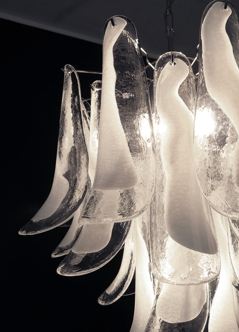 Mid-Century Murano Chandelier | Punto di Luce |  26 Clear Petal Glass