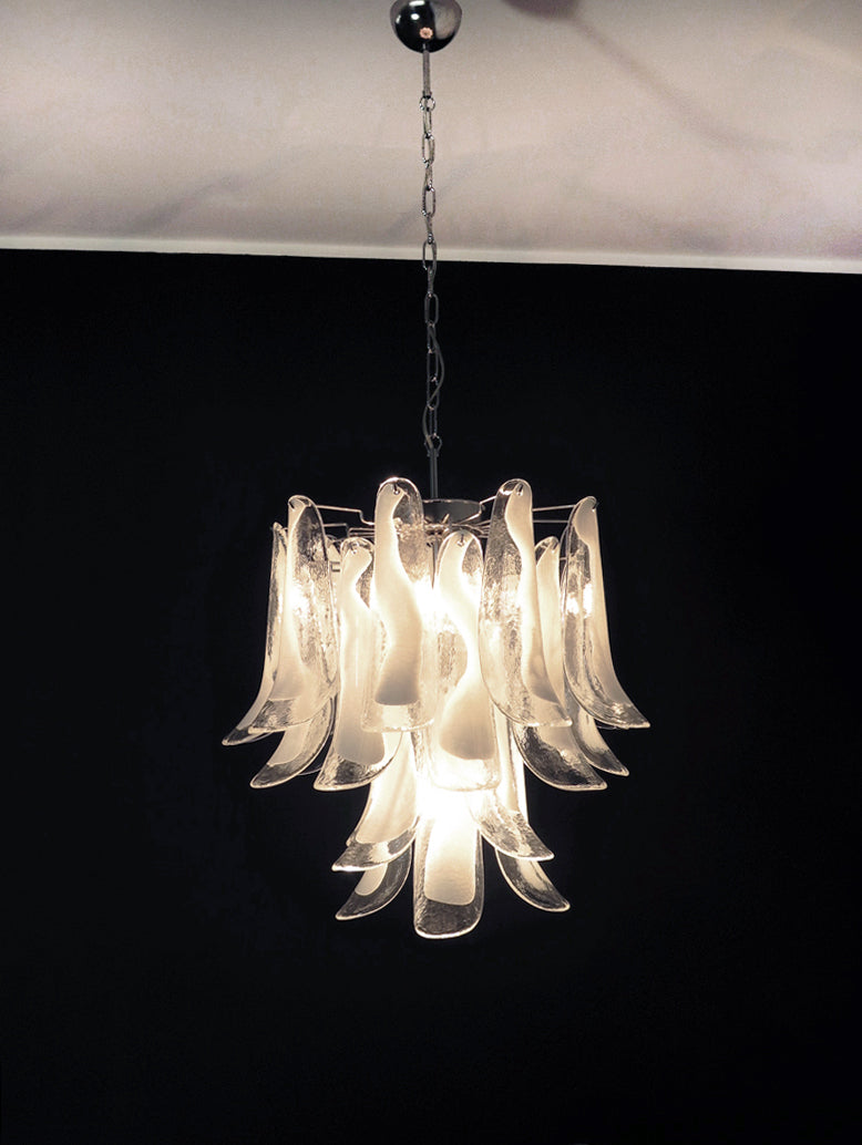 Mid-Century Murano Chandelier | Punto di Luce |  26 Clear Petal Glass